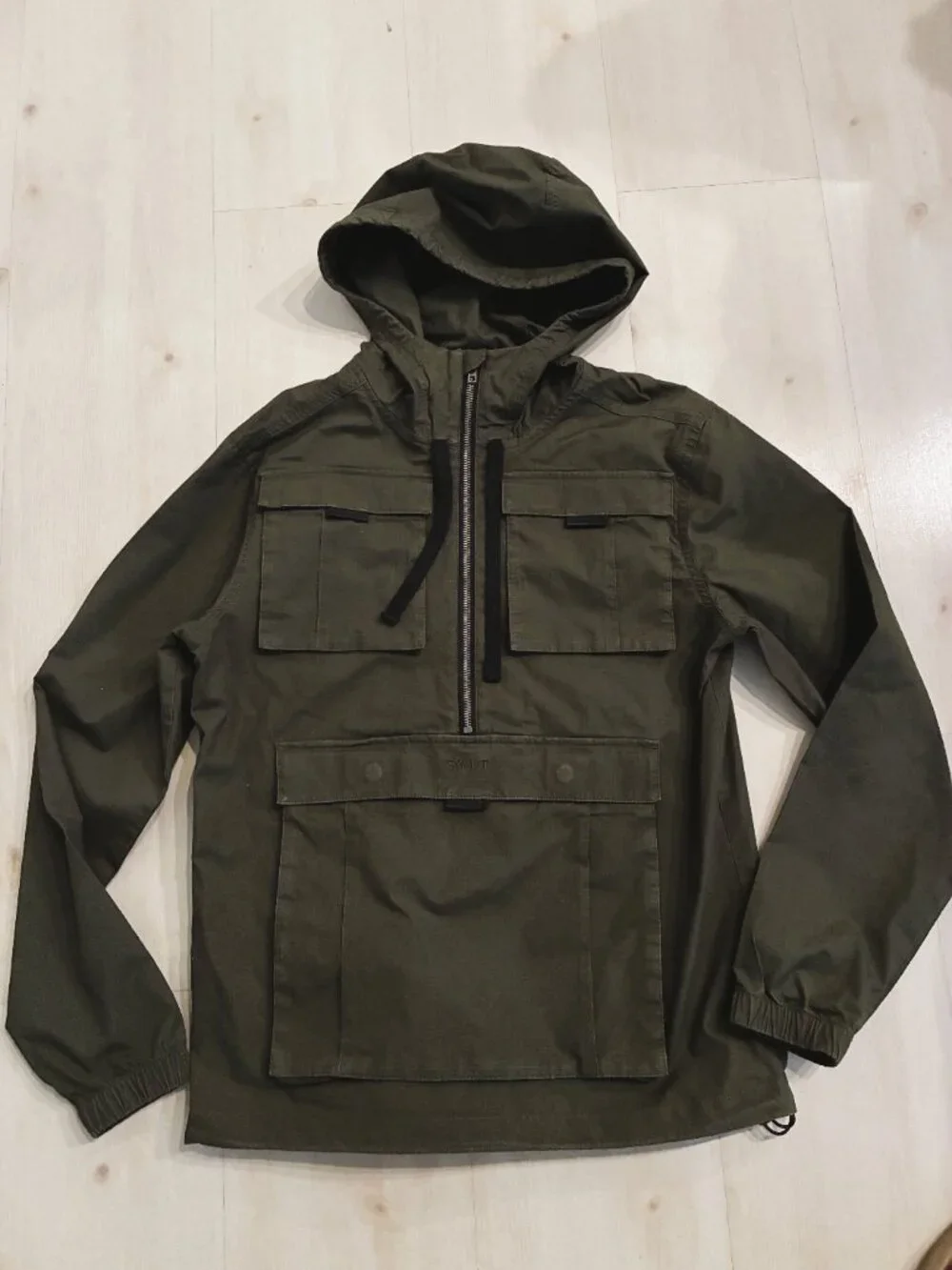 BYLT Basics Division Anorak Pullover Jacket Olive Green Hooded Utility Men’s S - Picture 2 of 5